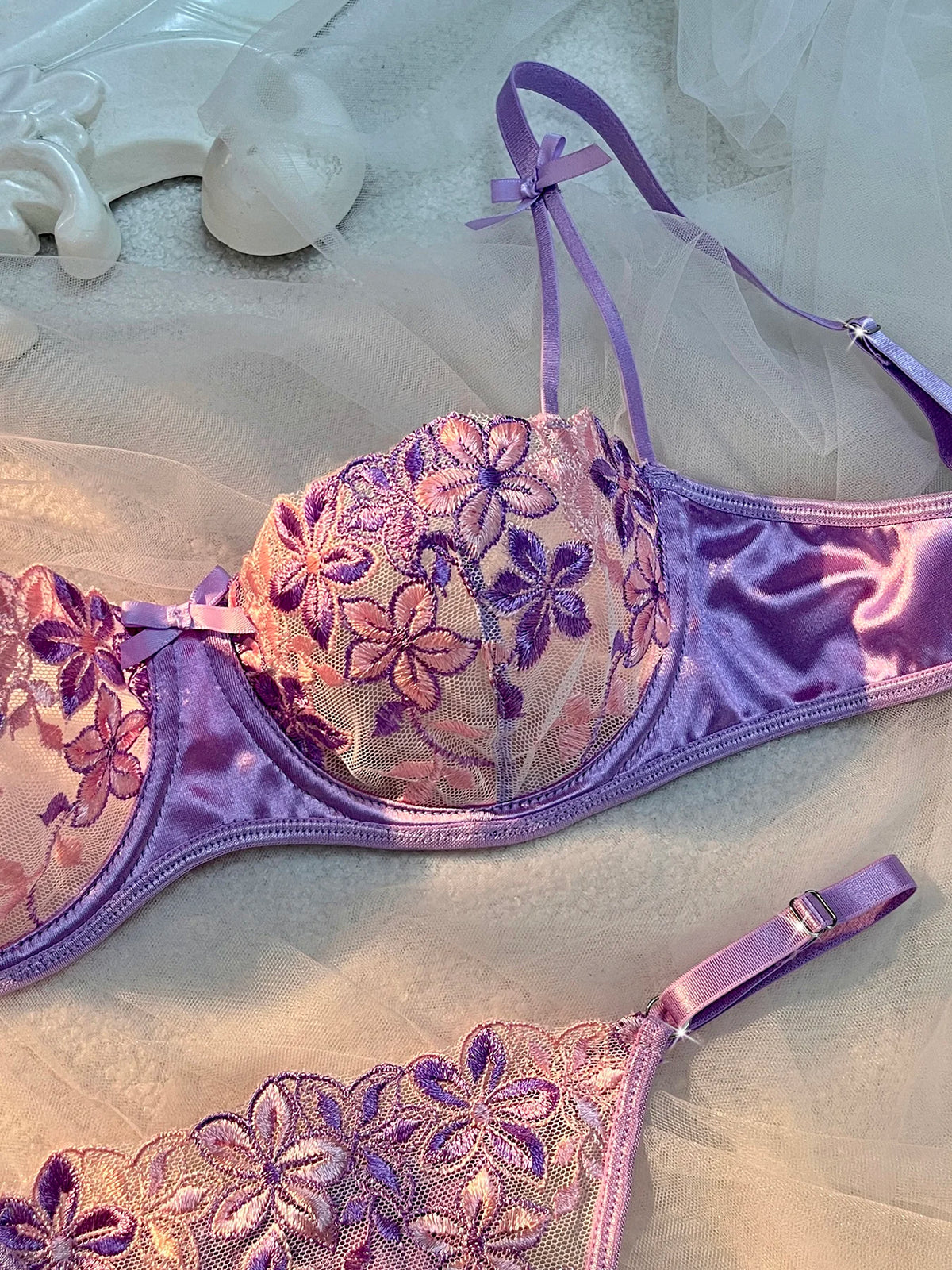 Black Floral Embroidered Lingerie Set – Bra & Matching Panty