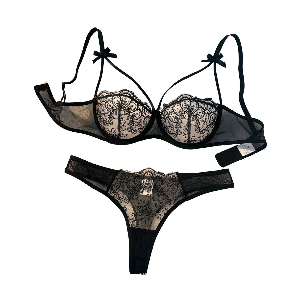 Black Sheer Lace Lingerie Set – Bra & Matching Panty