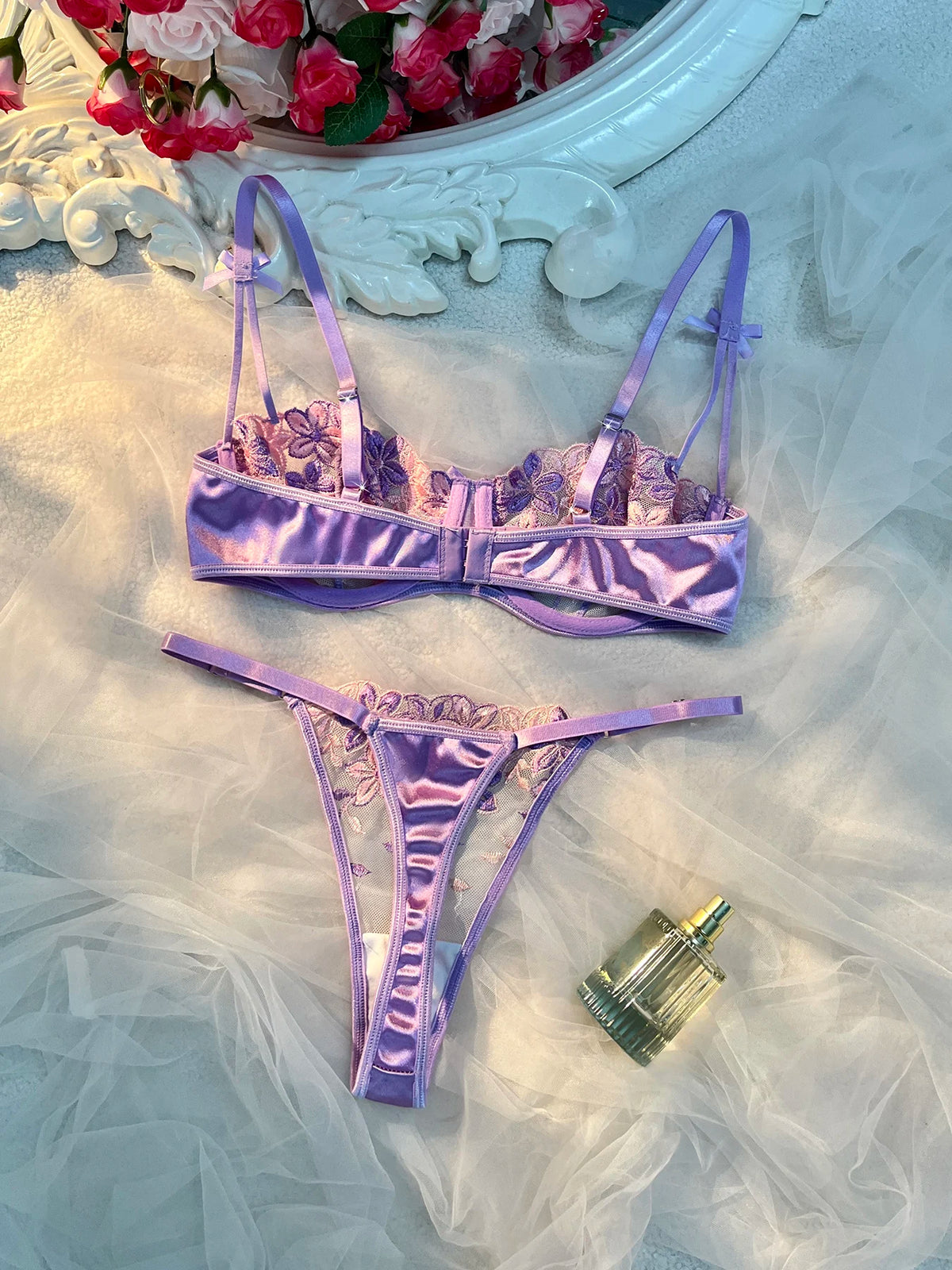 Black Floral Embroidered Lingerie Set – Bra & Matching Panty