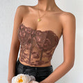 Black Floral Lace Corset Top – Sheer Strapless Bustier