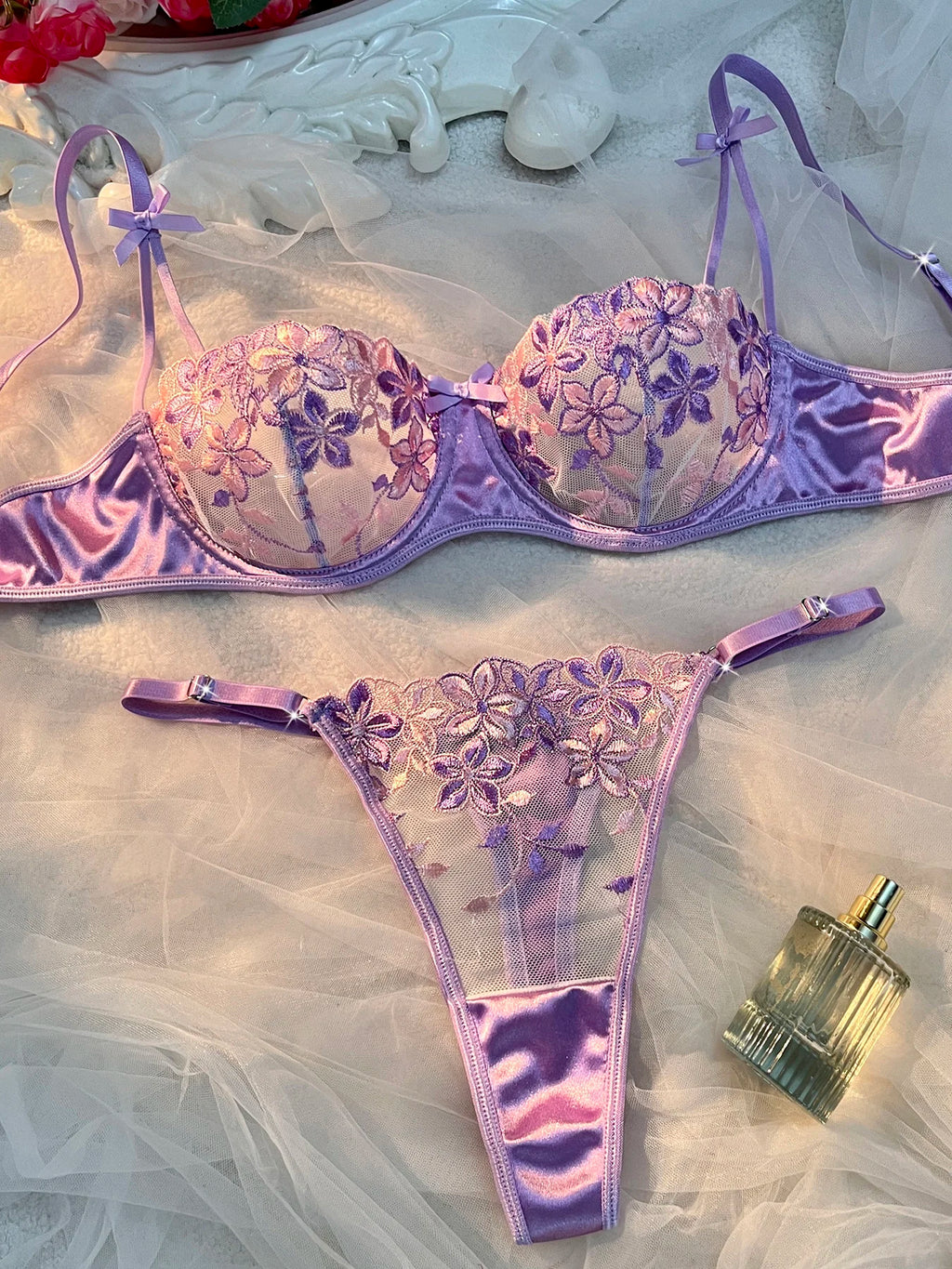 Black Floral Embroidered Lingerie Set – Bra & Matching Panty