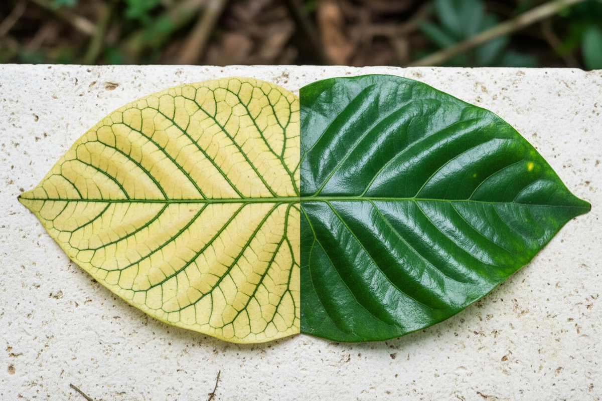 Tropical Leaf – Chlorosis vs. Healthy Split